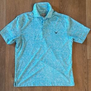 Callaway Light Blue Patterned Polo Shirt